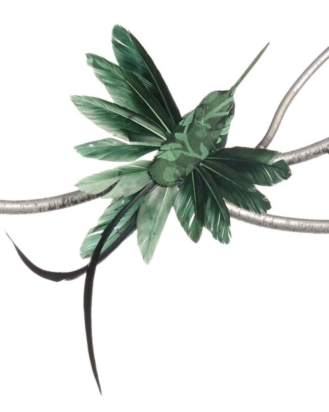Kersthanger Kolibrie van Veren & Stof met Bloemmotief – Goodwill – Groen – 20 cm