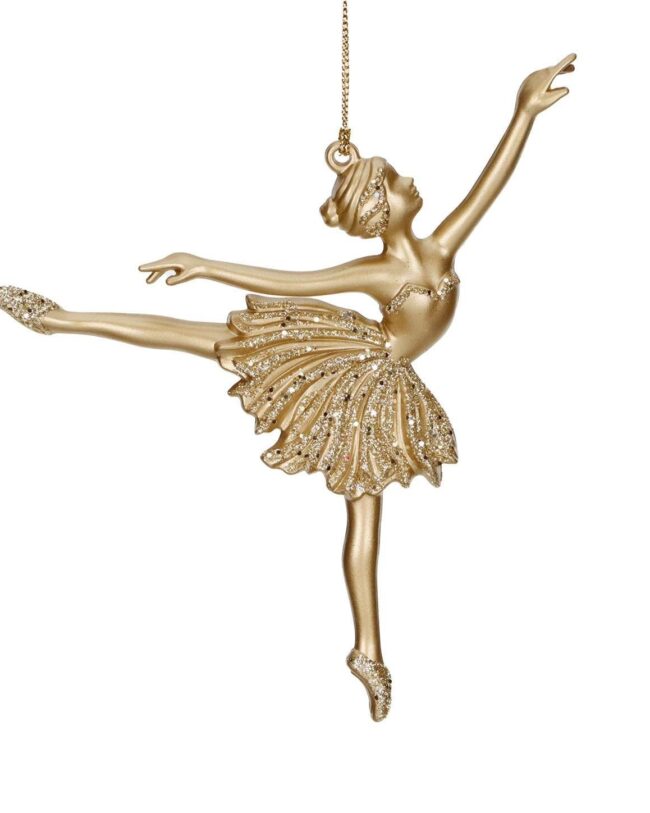 kersthanger - ballerina - goodwill - kunststof - goud - H 16,5 cm
