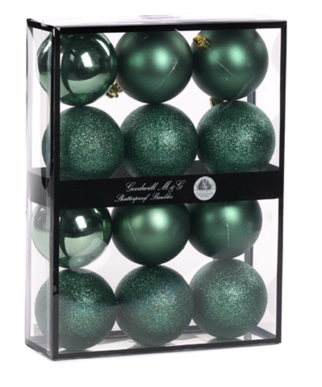 Box onbreekbare Kerstballen – Goodwill - Set van 24 – Blauw/Groen Mix – Ø 7 cm