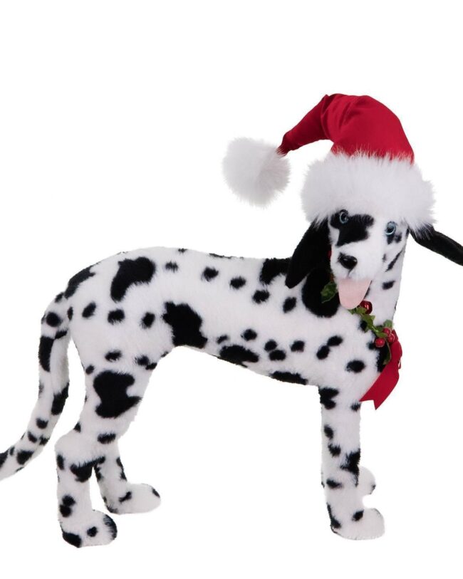 Kerstfiguur Dalmatiër met Kerstmuts – Goodwill – beige - 48 cm
