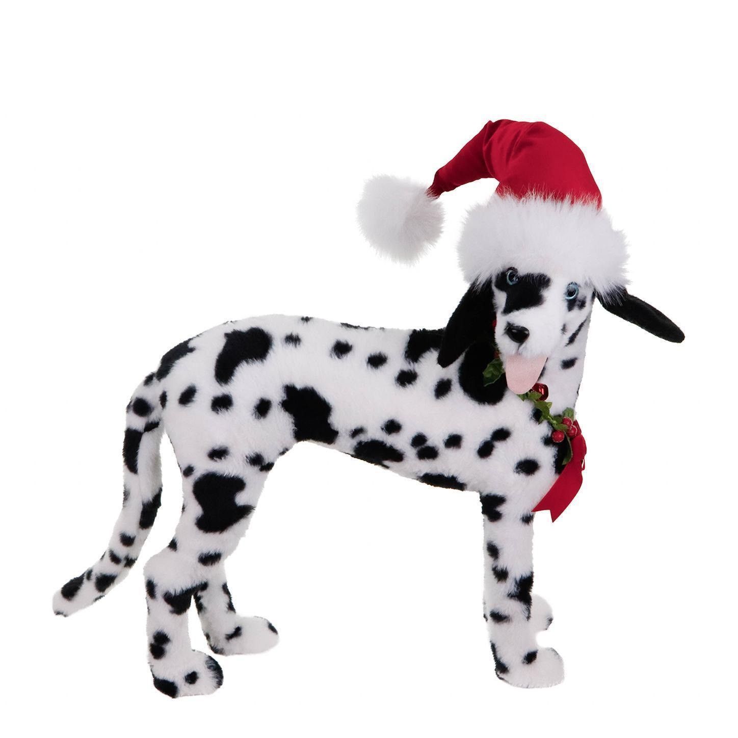 Kerstfiguur Dalmatiër met Kerstmuts – Goodwill – beige - 48 cm