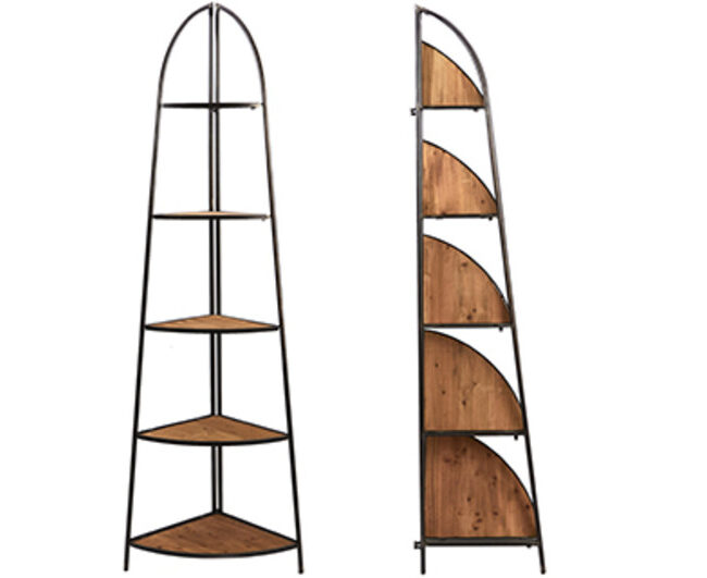 meubels - hoekrek Plooibaar – 5 Planken – Industrial Loft –  hout/metaal - naturel/zwart  - 58,5 × 40 × 182 cm - enkel afhalen/geen verzending