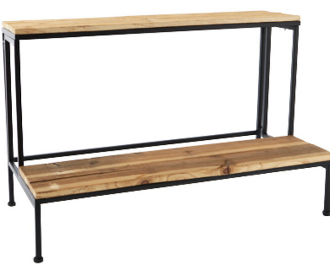 meubels - plantenrek – 2 Planken – Industrial Loft – hout/metaal - naturel/zwart - 58,5 × 40 × 182 cm - enkel afhalen/geen verzending
