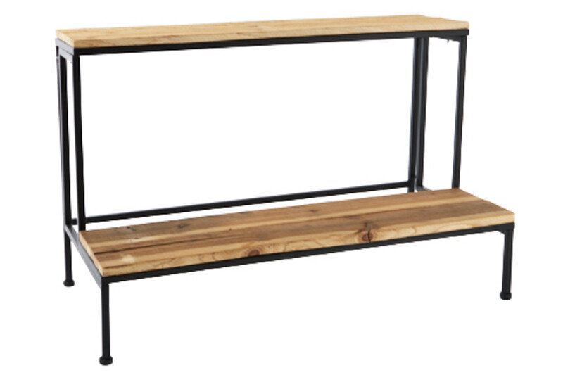meubels - plantenrek – 2 Planken – Industrial Loft – hout/metaal - naturel/zwart - 58,5 × 40 × 182 cm - enkel afhalen/geen verzending