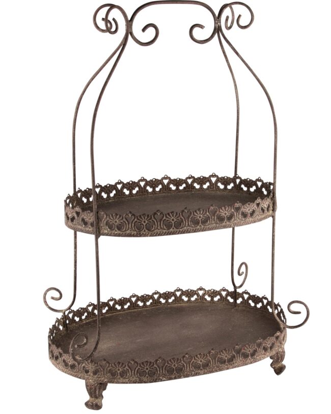 Pièce-montée ovaal - metaal - grijs - 34 x 23 x 51 cm