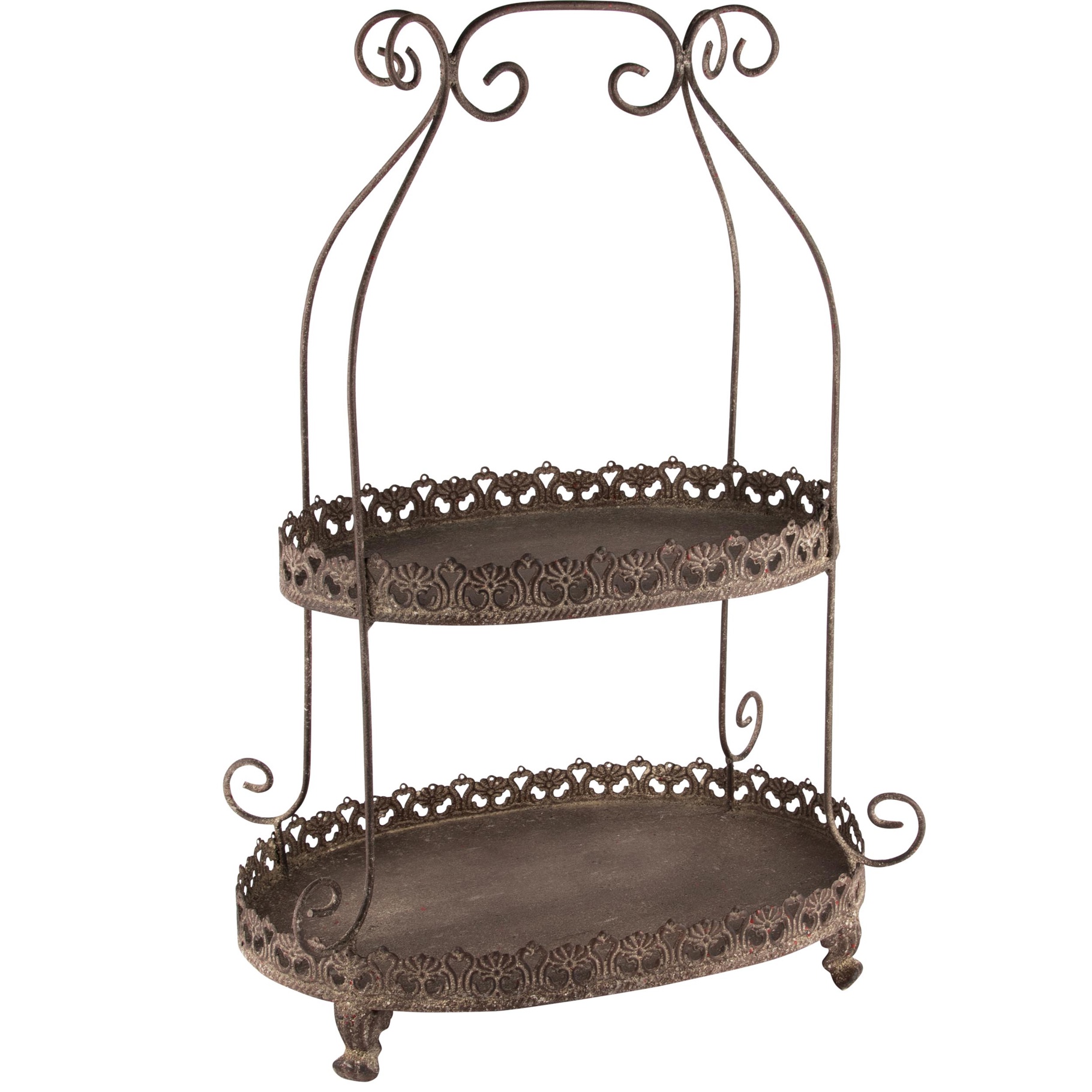 Pièce-montée ovaal - metaal - grijs - 34 x 23 x 51 cm
