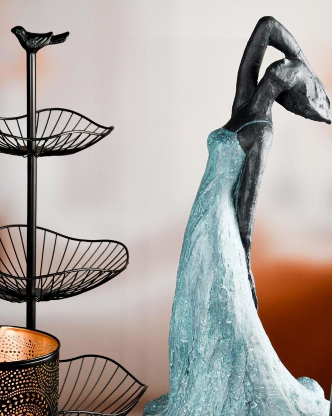 Pièce-Montée 3 Niveaus met Vogeltje - metaal - zwart - 32 x 32 x 41 cm