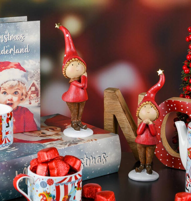 Boekdozen (Opbergbox) – Set van 2 - Kerstmis Wonderland - hout - rood/blauw - 20 x 15 x 6 cm