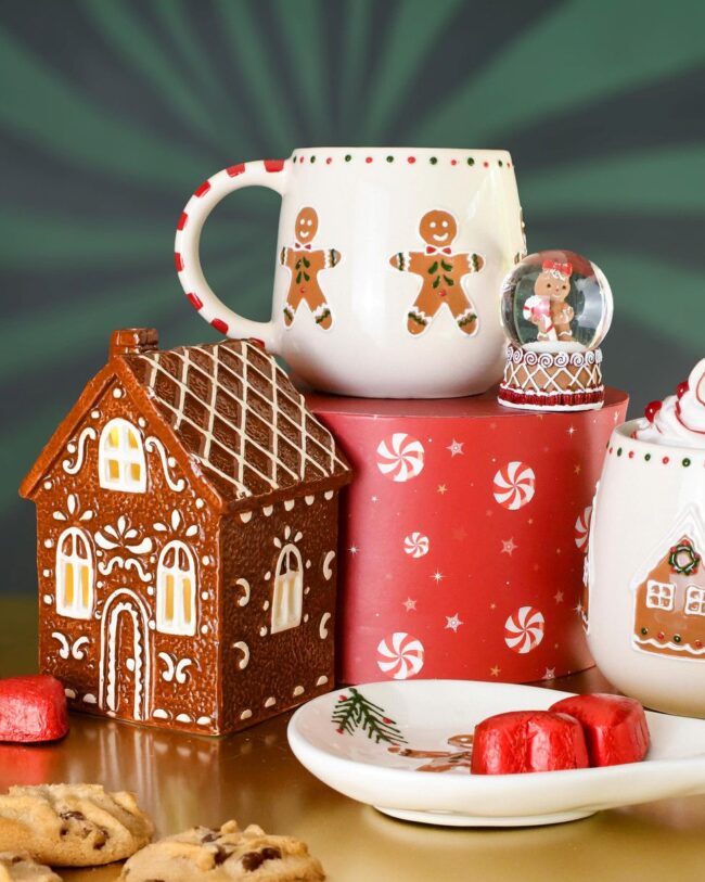 Lepelhouder met Cookie -keramiek - rood/wit - 27 x 12 x 3 cm