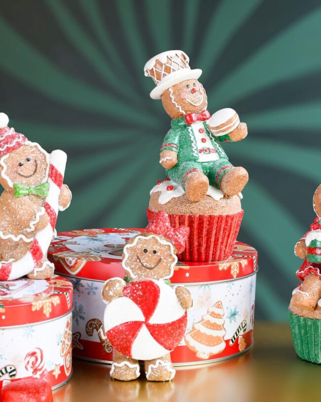 Kerst Bewaardozen – Set van 3 - metaal - wit/rood - 20 x 20 x 9 cm