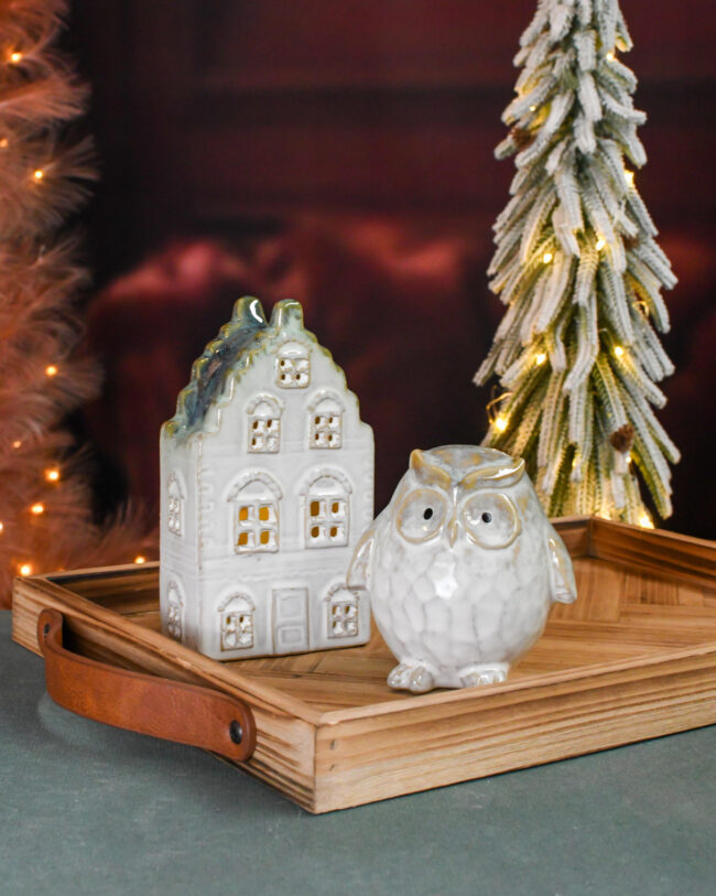 kerstboom LED - hout/pvc groen/wit/bruin - 25 x 25 x 110 cm