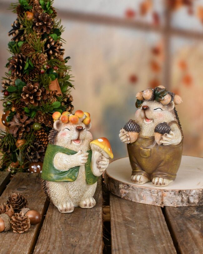 kunstkrans- Tafelstuk cilindervormig met dennenappels - groen/naturel - Ø 16 x 42 cm