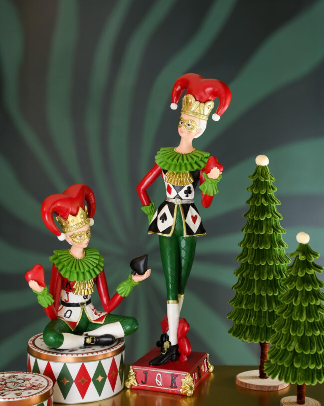 kerstboom op voet - chenille/polyester - groen - 14 x 14 x 32 cm