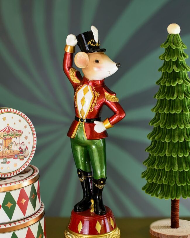 kerstboom op voet - chenille/polyester - groen - 18 x 18 x 48 cm