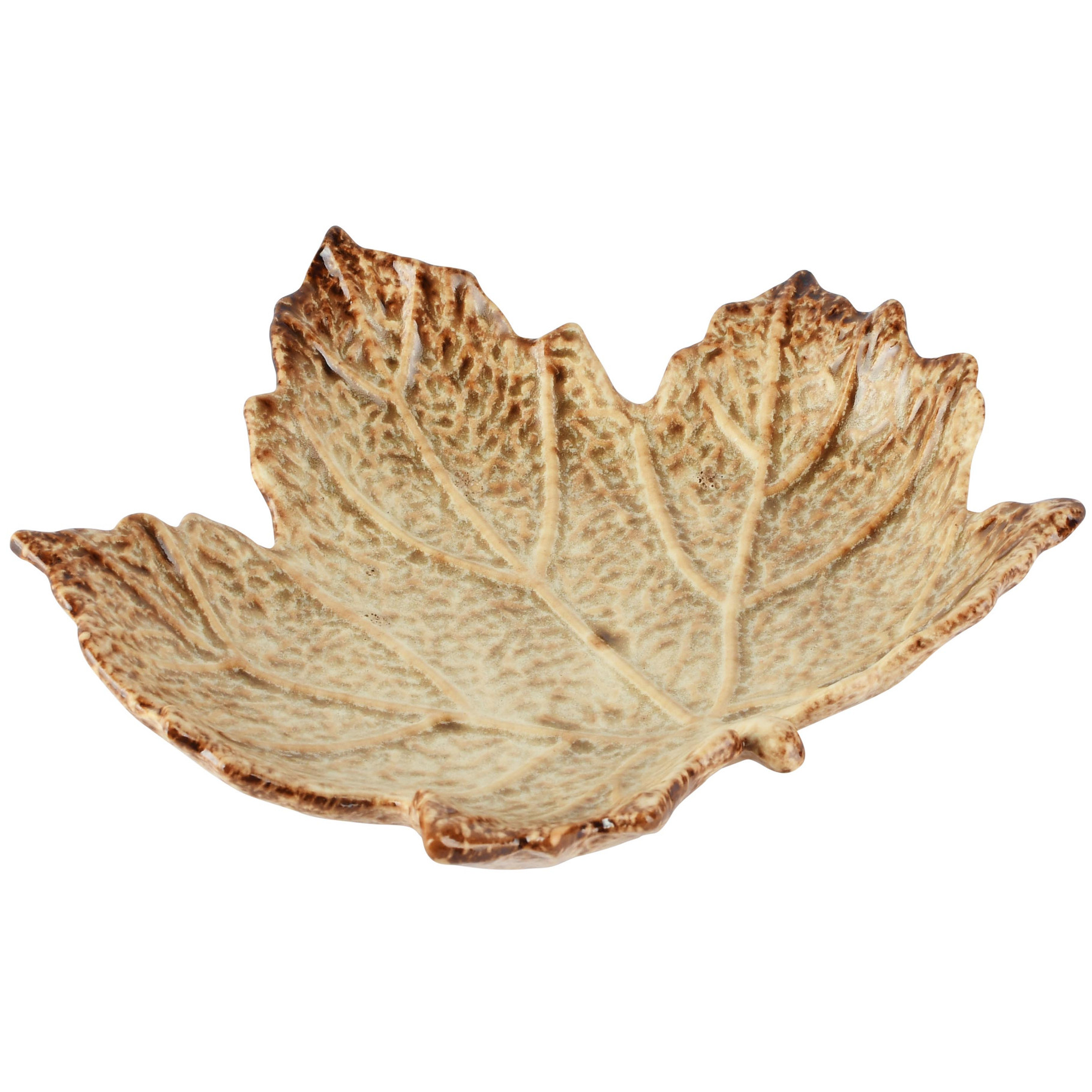 herfst - schaaltje blad - keramiek - bruin - 20 x 18 x 5 cm