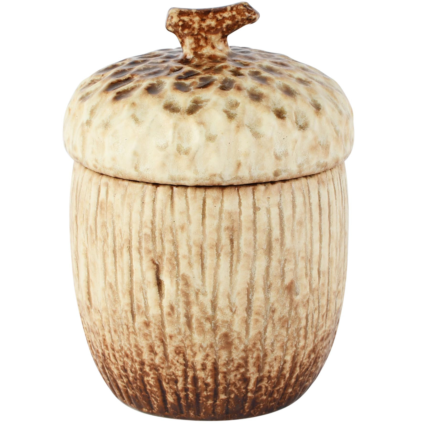 herfst- bewaarpot eikel - crème/bruin - keramiek - 9 x 9 x 13 cm - Afbeelding 2