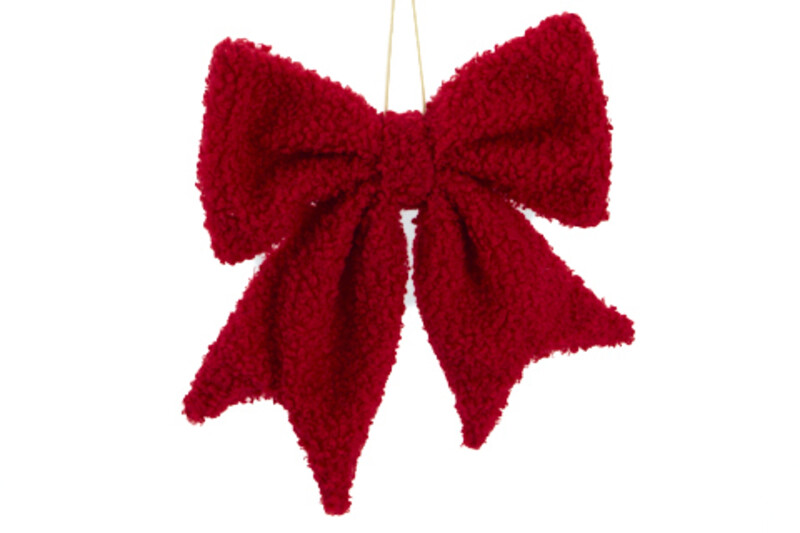 kersthanger Strik – textiel (Pluche) - rood – H 20 cm