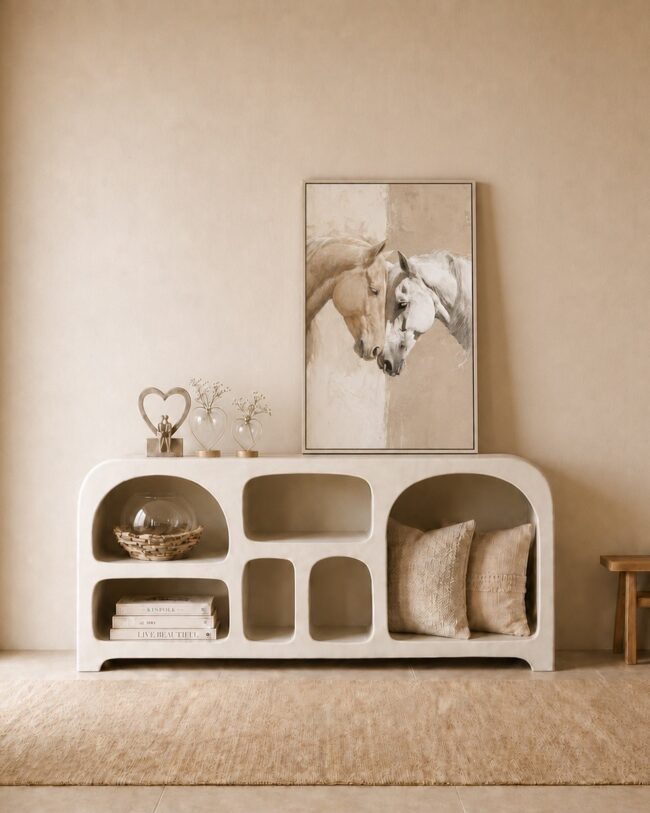 wanddecoratie - Schilderij paardenkoppel - beige - 120x80cm - enkel afhalen/geen verzending