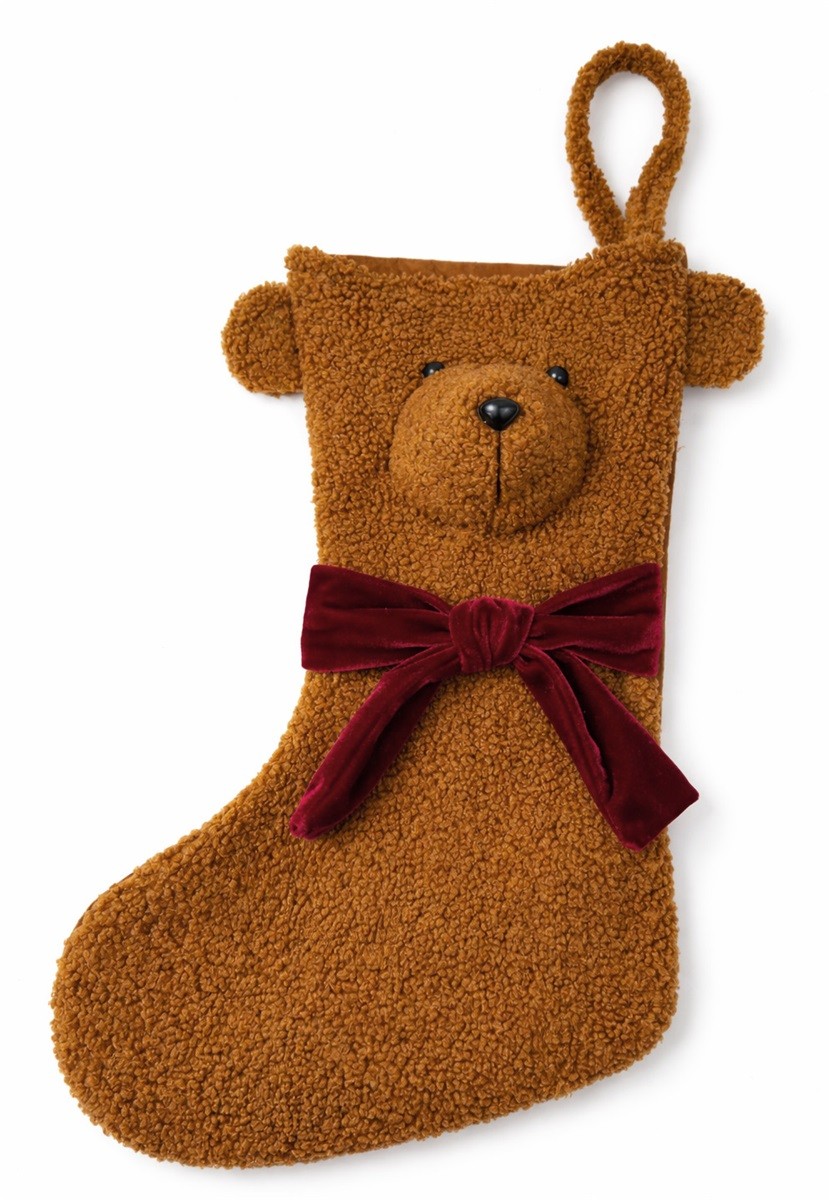 Kerstdecoratie - Kerstsok Teddybeer – Bruin – Synthetisch – h 41 cm - Afbeelding 2
