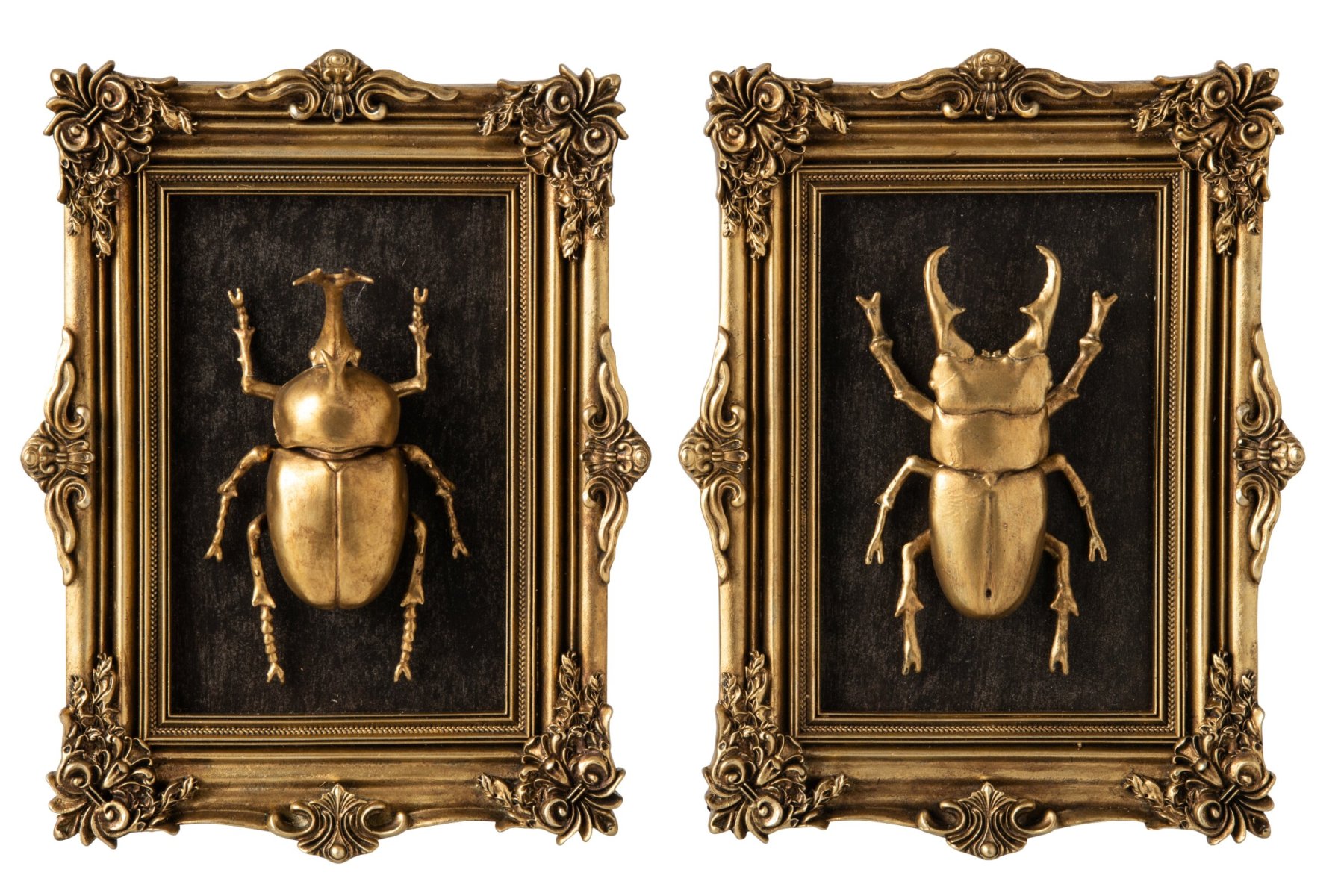 Wanddecoratie kever – j-line - kunsthars - Goud/Zwart – 21,5 × 4,5 × 27,5 cm – Assortiment van 2/prijs per stuk - Afbeelding 2