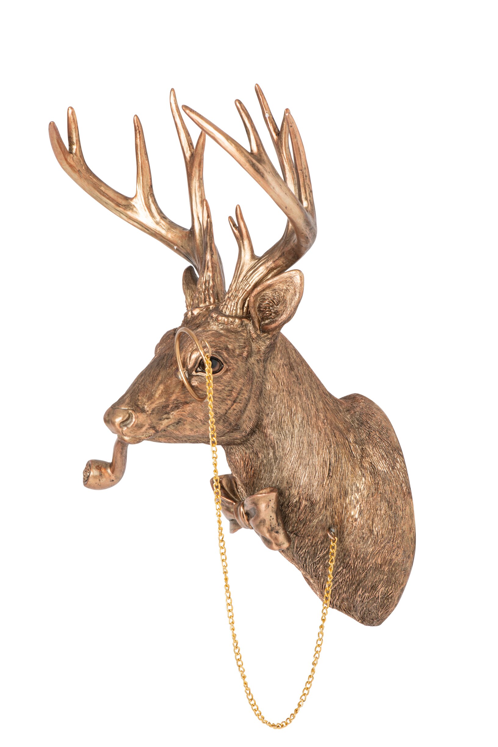 Wanddecoratie Hertenhoofd – J-Line - Kunsthars – Koperkleurig - 26,5 × 22 × 41,5 cm - Afbeelding 2