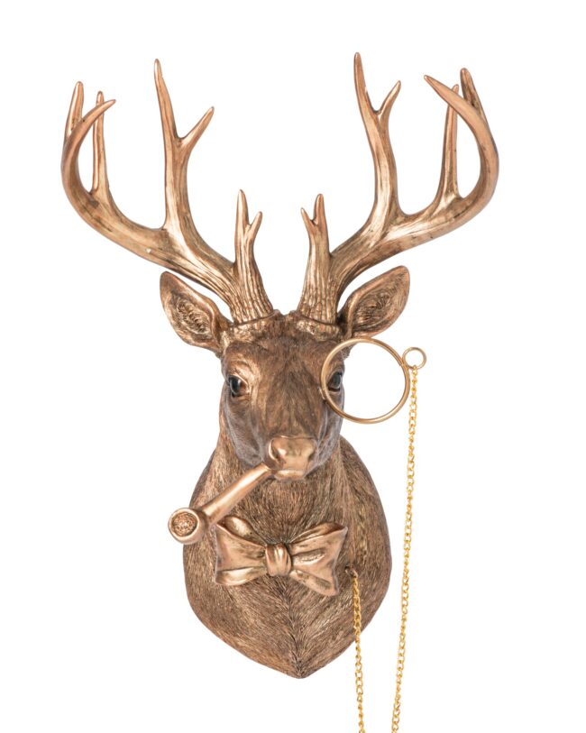 Wanddecoratie Hertenhoofd – J-Line - Kunsthars – Koperkleurig - 26,5 × 22 × 41,5 cm