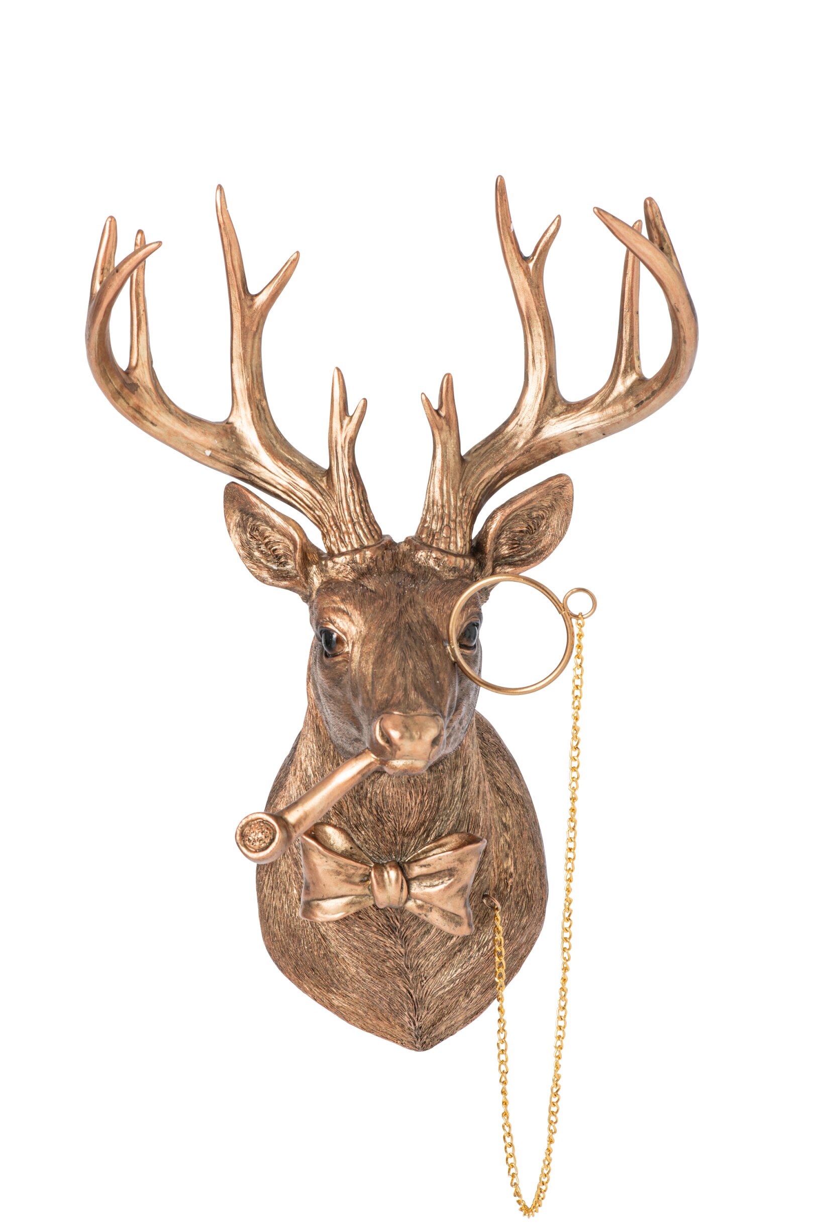 Wanddecoratie Hertenhoofd – J-Line - Kunsthars – Koperkleurig - 26,5 × 22 × 41,5 cm