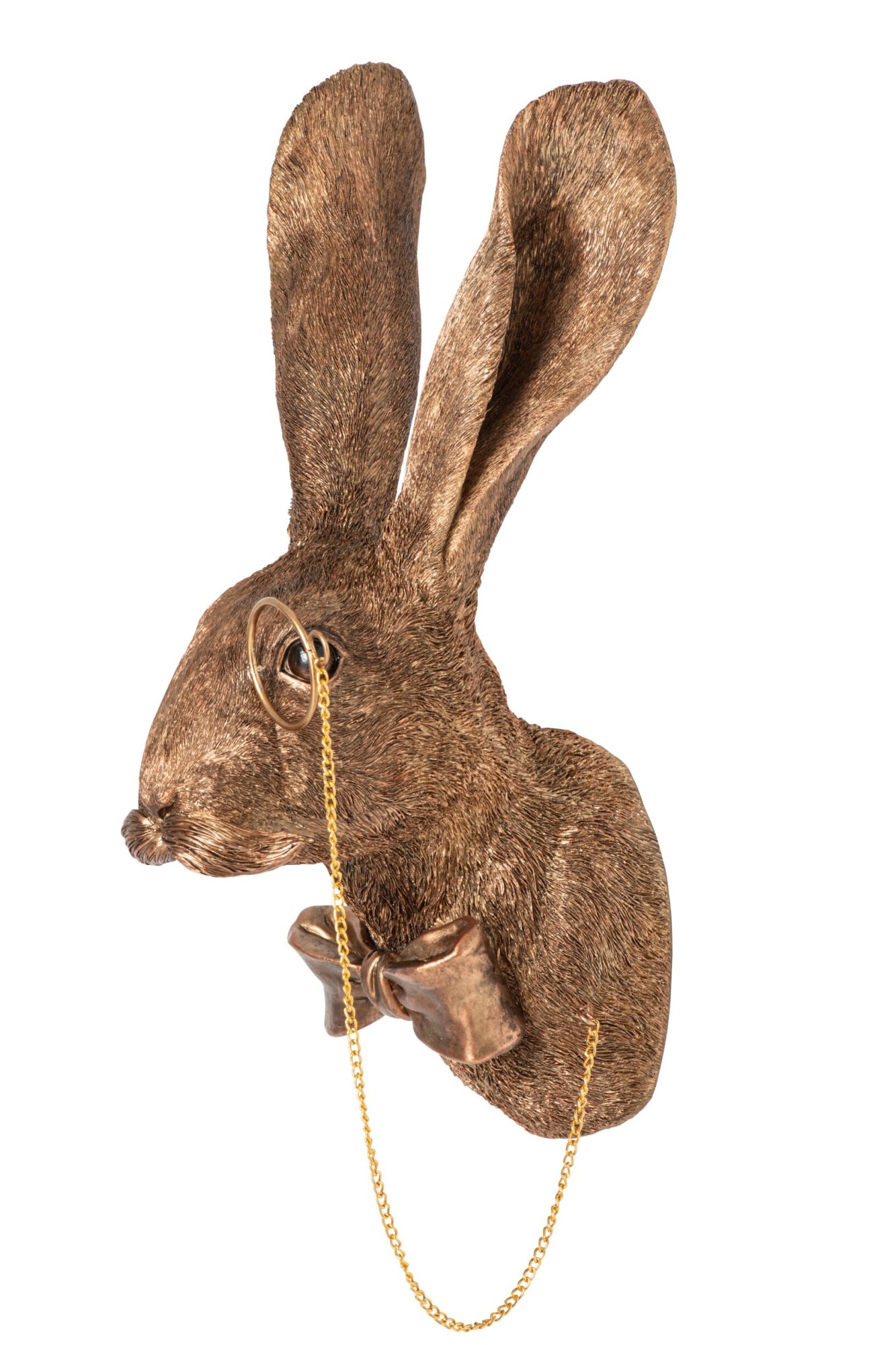 Wanddecoratie Konijnenhoofd – J-Line - Kunsthars – Koperkleurig - 21 × 19,5 × 45,5 cm - Afbeelding 2