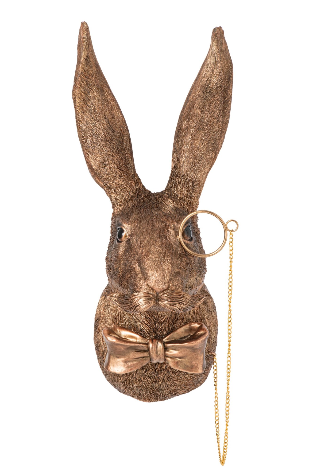 Wanddecoratie Konijnenhoofd – J-Line - Kunsthars – Koperkleurig - 21 × 19,5 × 45,5 cm