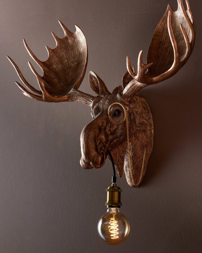 Wandlamp Rendier – J-Line - Kunsthars - Koper – 65 × 38 × 65 cm - Enkel afhalen/geen verzending