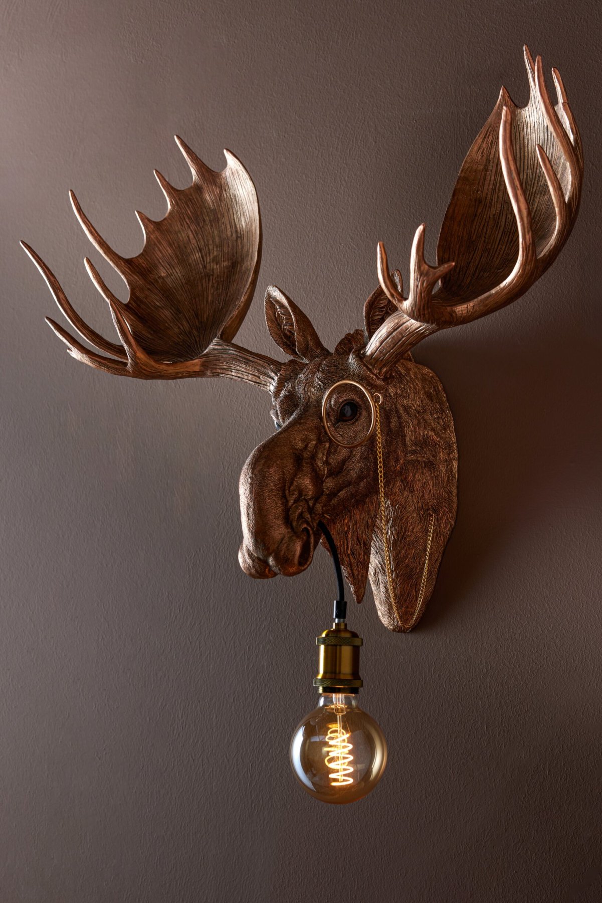 Wandlamp Rendier – J-Line - Kunsthars - Koper – 65 × 38 × 65 cm - Enkel afhalen/geen verzending