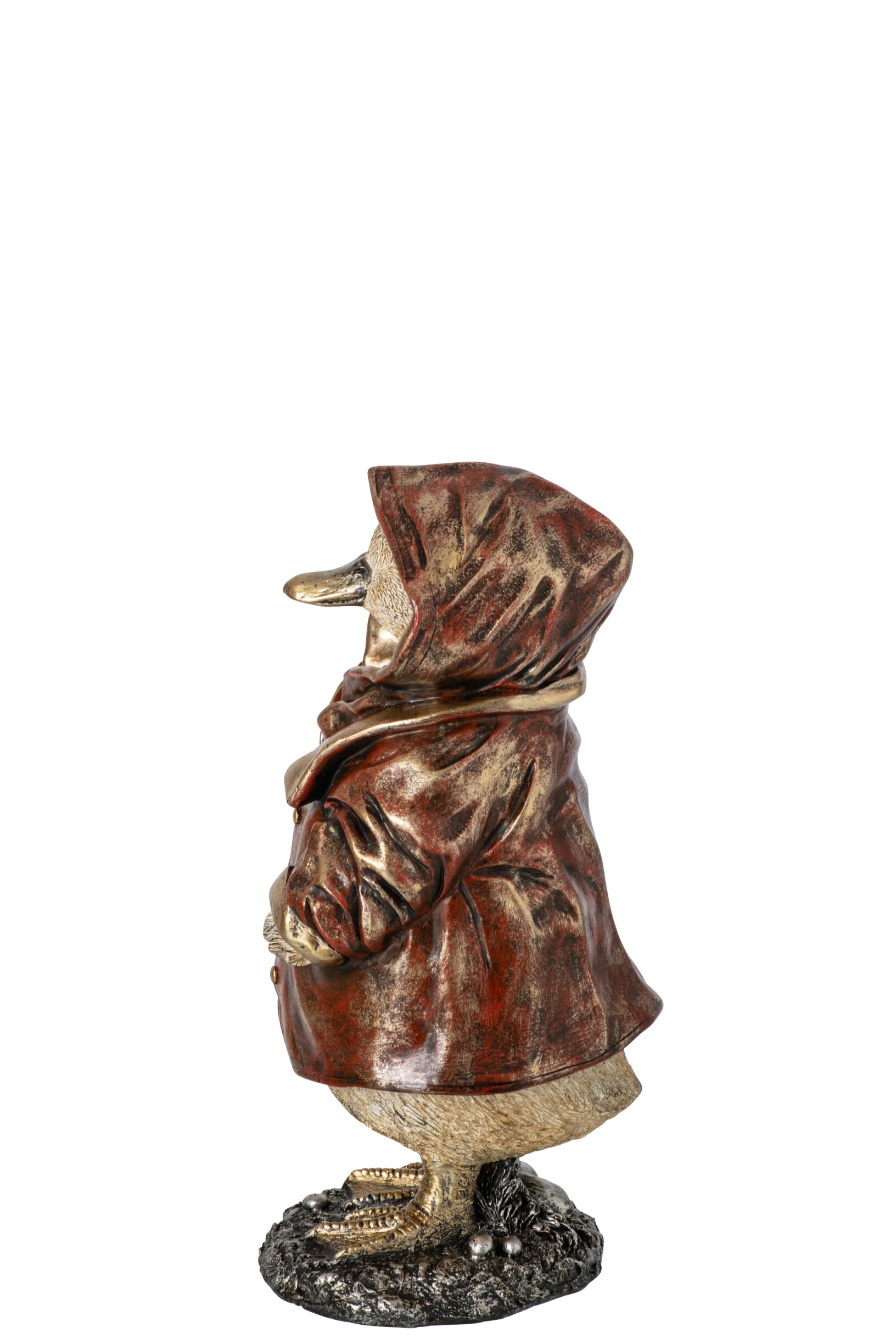 decoratief beeld - eend staand - j-line - kunsthars - koperkleurig - klein - 11 x 10,5 x 22 cm - Afbeelding 3