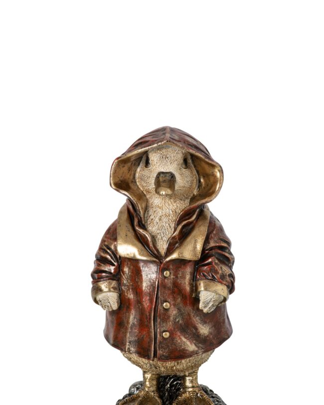 decoratief beeld - eend staand - j-line - kunsthars - koperkleurig - klein - 11 x 10,5 x 22 cm