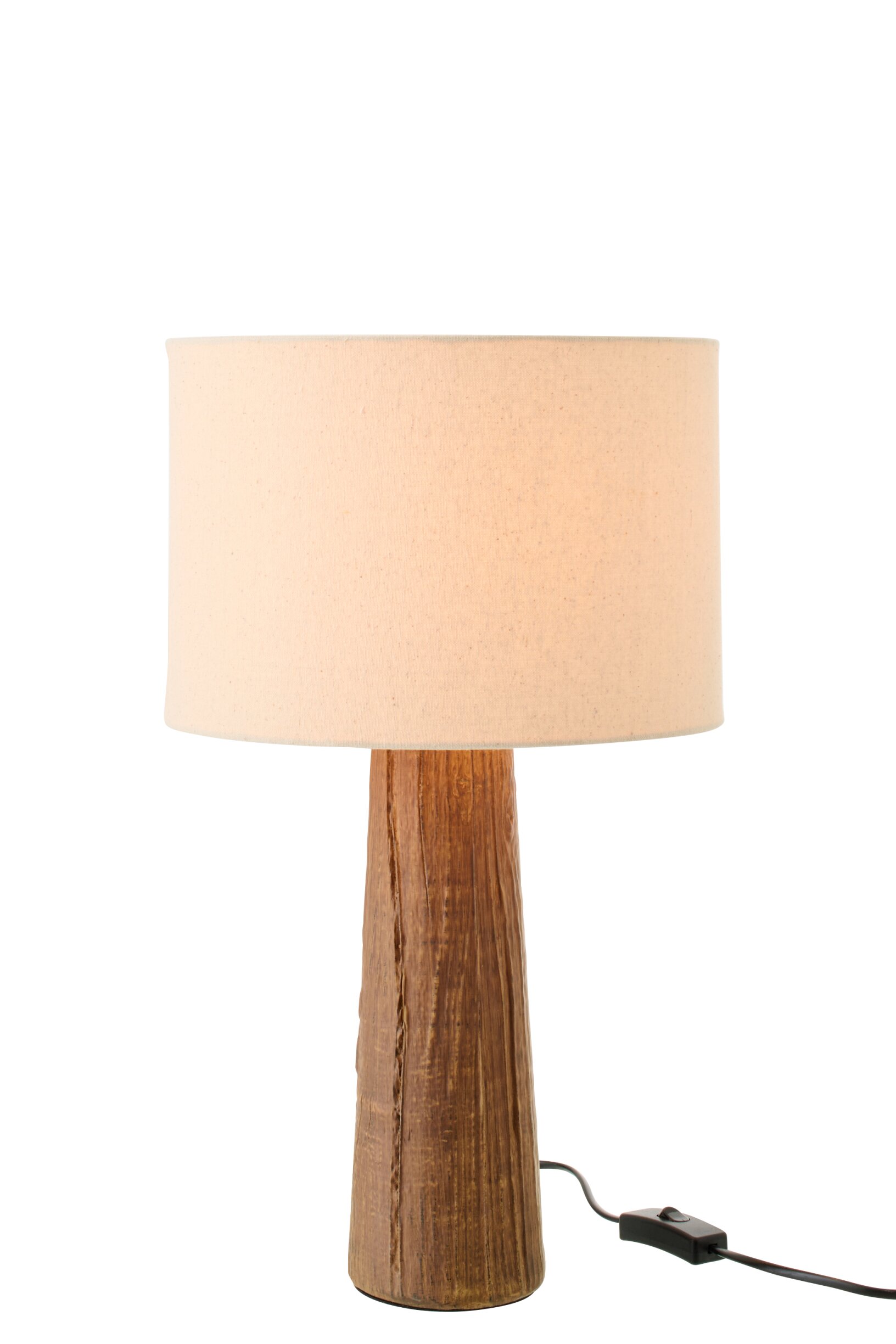lampen - Tafellamp Melina – J-Line - Keramiek – Donkerbruin met Beige Lampenkap – 35 × 35 × 43 cm - enkel afhalen/geen verzending - Afbeelding 4