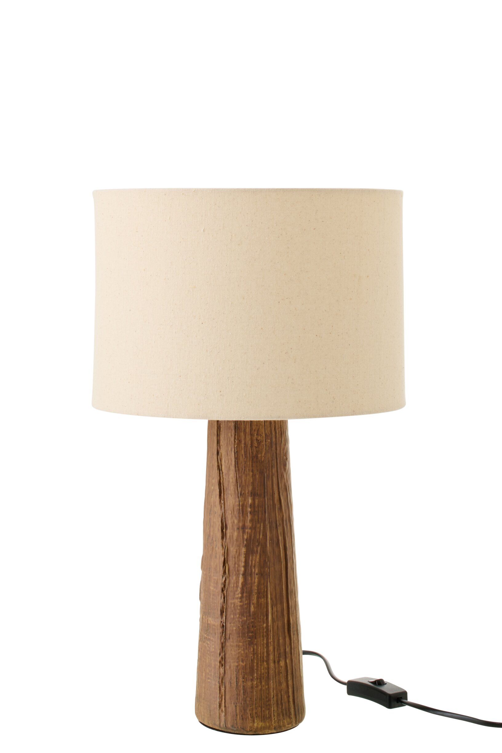 lampen - Tafellamp Melina – J-Line - Keramiek – Donkerbruin met Beige Lampenkap – 35 × 35 × 43 cm - enkel afhalen/geen verzending - Afbeelding 3