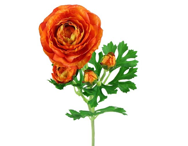 Kunstbloem - countryfield - Ranunculus elegance - Kunststof/kunstzijde - Oranje – 12 x 12 x 52 CM