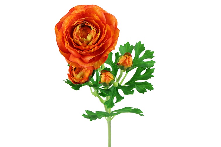 Kunstbloem - countryfield - Ranunculus elegance - Kunststof/kunstzijde - Oranje – 12 x 12 x 52 CM