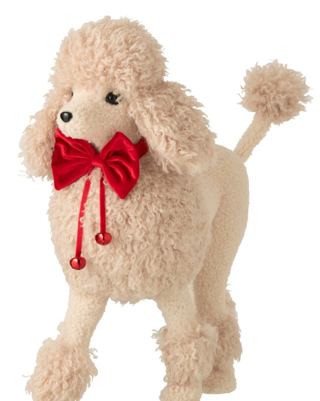 decoratieve hond -  poedel - countryfield - textiel - rood - 47 x 17 x 48 cm