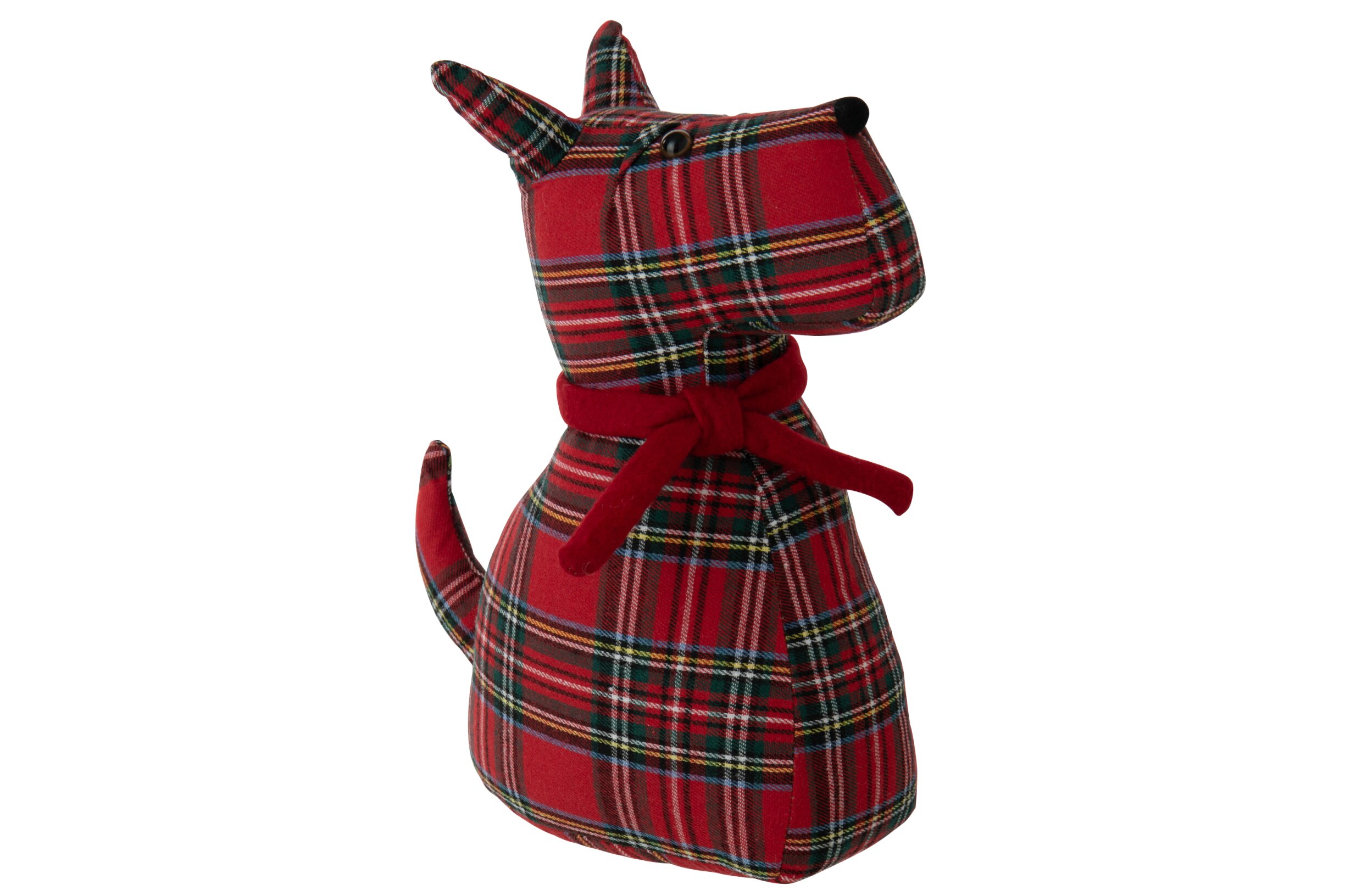 deurstopper - j-line - hond - polyester - tartan - 25 x 15 x 34 cm - Afbeelding 2