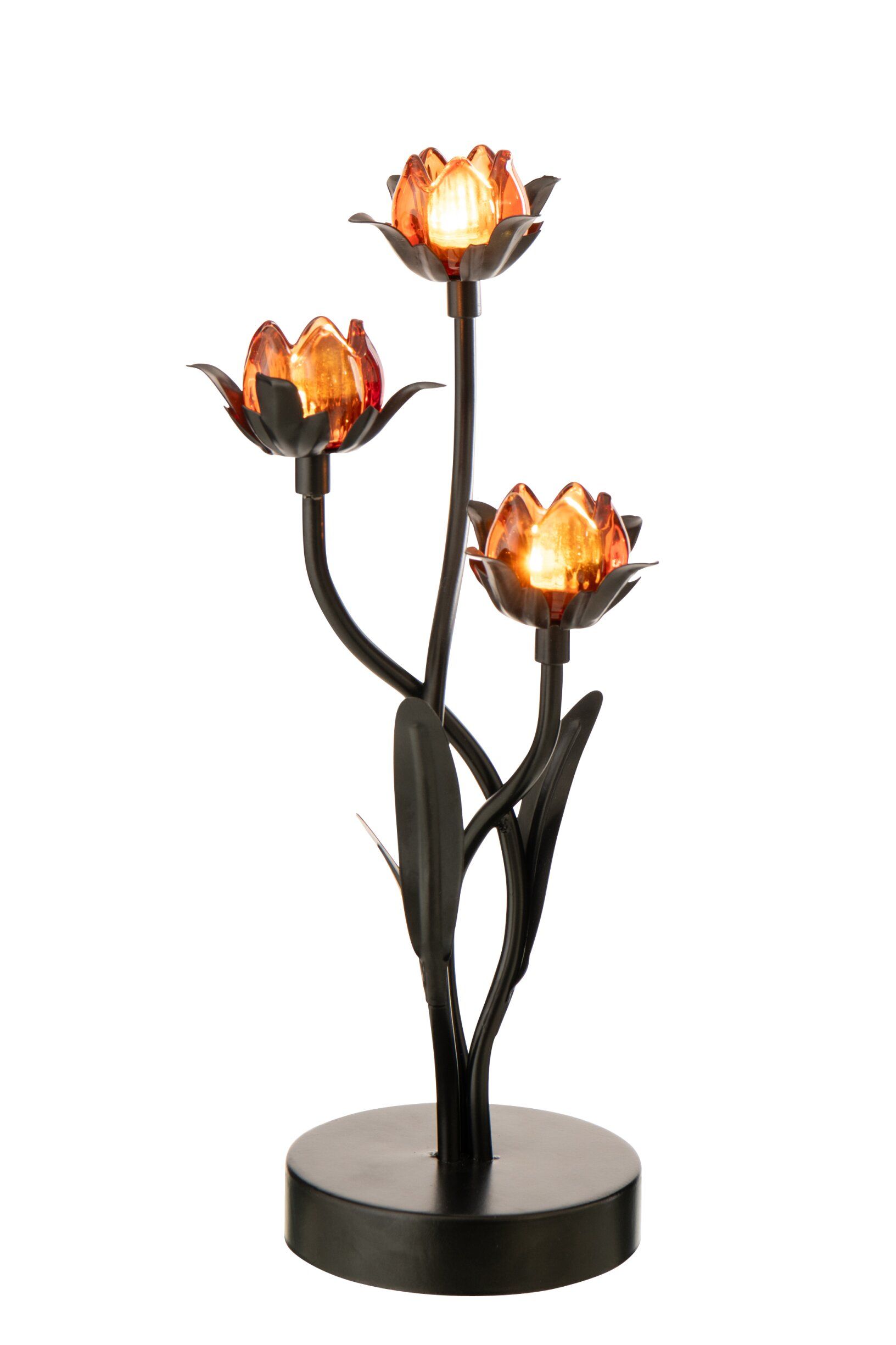 Tafellamp LED Bloem – Ijzer – Zwart/Roze – groot - 20,8 x 18,7 x 36,5 cm - Afbeelding 2
