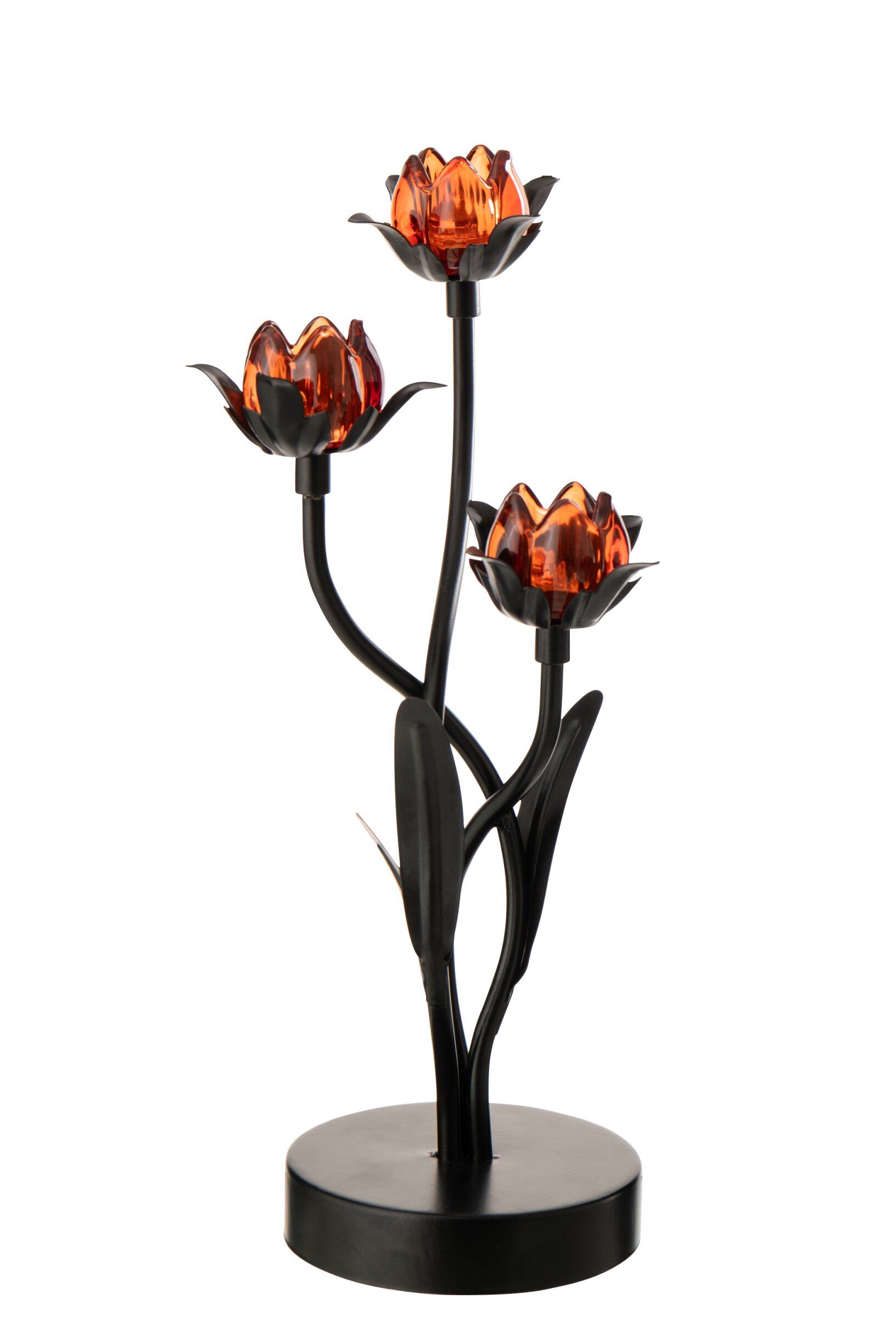 Tafellamp LED Bloem – Ijzer – Zwart/Roze – groot - 20,8 x 18,7 x 36,5 cm