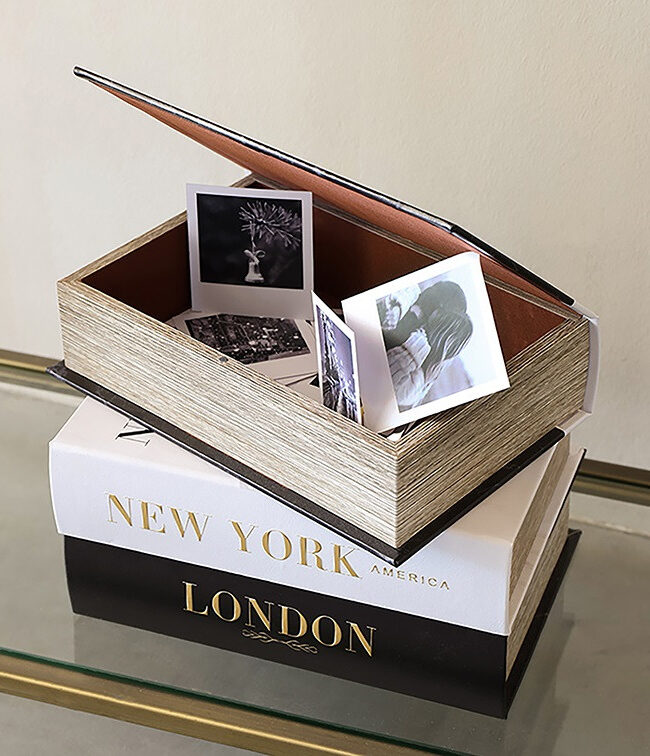 Boekdoos (Opbergbox) – New York • Paris • London – Set van 3 - countryfield - hout - zwart/wit