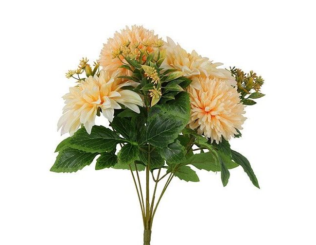 Kunstboeket Dahlia Sophita 9 Stuks – Countryfield - kunststof/kunstzijde - Zalm – 25 x 25 x 44 cm