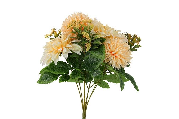 Kunstboeket Dahlia Sophita 9 Stuks – Countryfield - kunststof/kunstzijde - Zalm – 25 x 25 x 44 cm