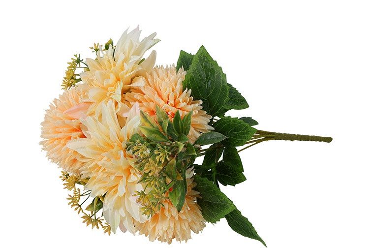 Kunstboeket Dahlia Sophita 9 Stuks – Countryfield - kunststof/kunstzijde - Zalm – 25 x 25 x 44 cm - Afbeelding 3