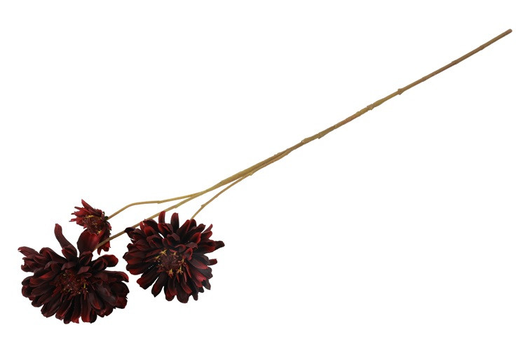 Kunstbloem Zinnia – Countryfield - kunststof/kunstzijde - Bordeaux - 18 x 10 x 89 cm - Afbeelding 3