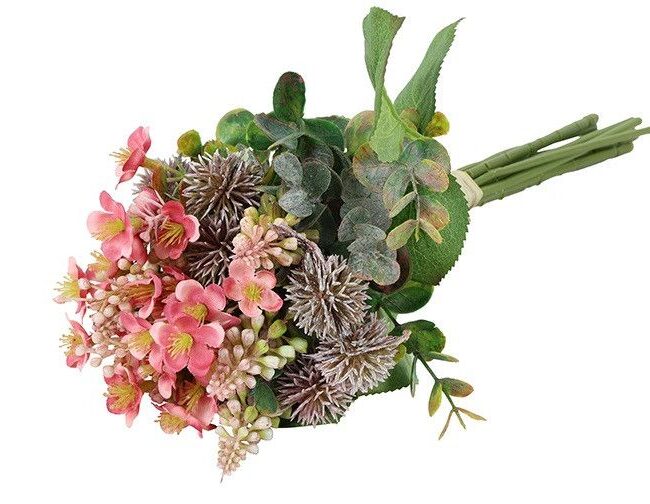 Kunstboeket Helleborus – Countryfield - kunststof/kunstzijde - Roze – 11 x 17 x 30 cm
