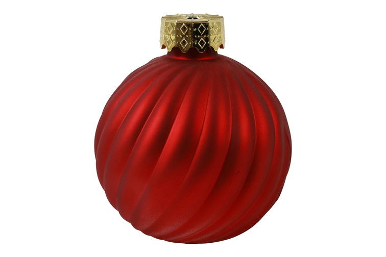 Kerstbal Vaas Stripe – Countryfield - glas - rood - middel - Ø 12,5 x 15,5 cm - Afbeelding 2