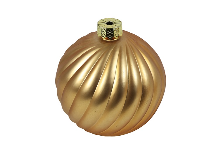 Kerstbal Vaas Stripe – Countryfield – glas – goud – groot – Ø 14 x 17 cm - Afbeelding 2